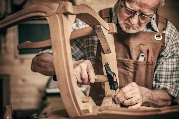 Woodworker in workshop