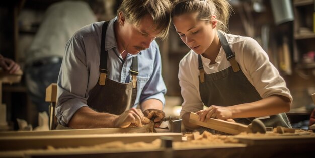 Foto una master class di lavorazione del legno si svolge in un luogo ben attrezzato