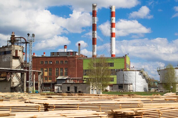 Woodworking plant Wood processing industryFactory for furniture production with preprocessed wood