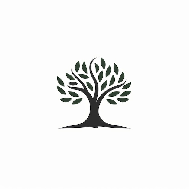 Foto woody simplicity captivating line logo di un albero in vector design su sfondo bianco solido