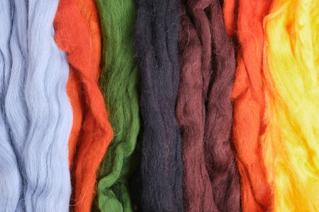 Wool of different colors and textures