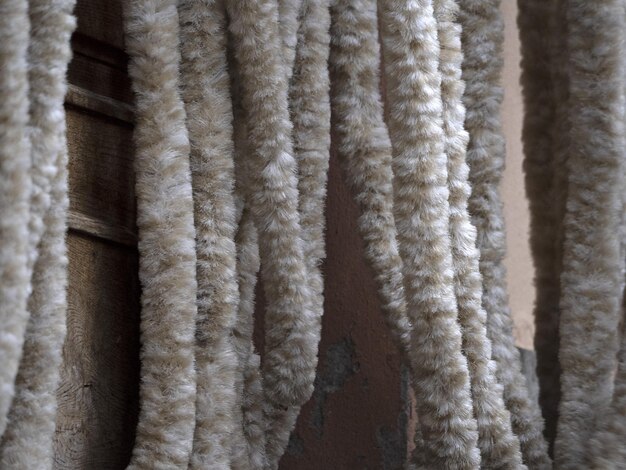 Wool door curtain close up