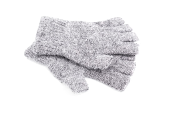 Photo wool fingerless gloves, isolated on white