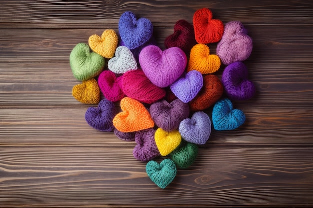 Wool heart colorful Craft love string