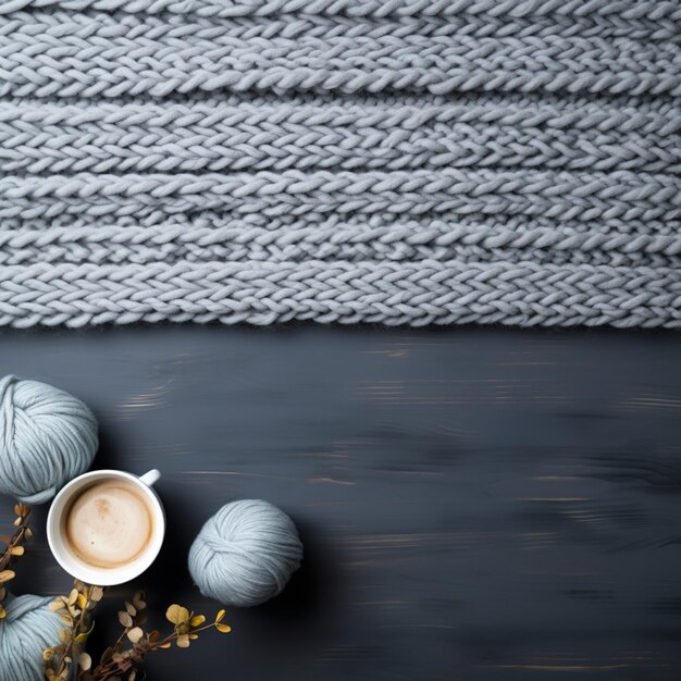 Wool and knitting background image for social media post template