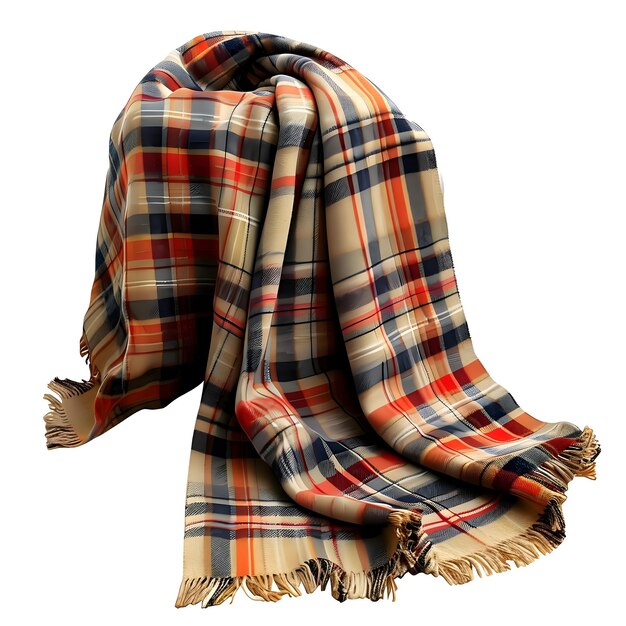 Wool plaid checked blanket isolated on a white background High quality