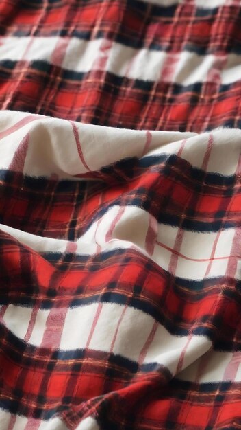 Wool plaid on white bedsheet