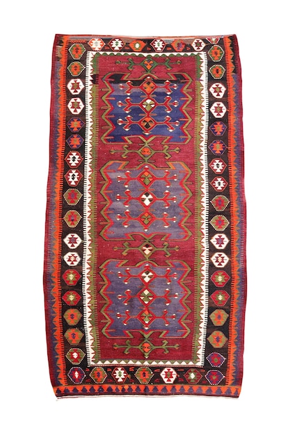 Wool woven old antique Turkish rug