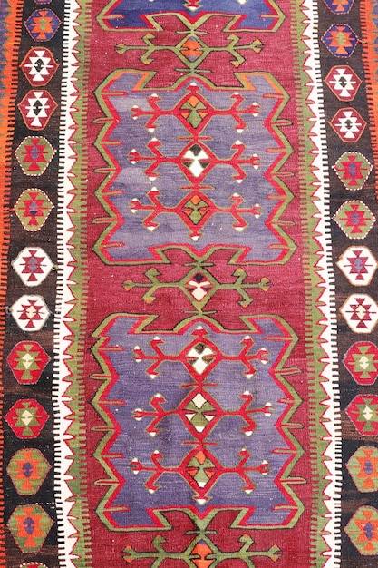 Wool woven old antique Turkish rug