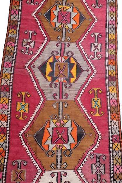 Wool woven old antique Turkish rug