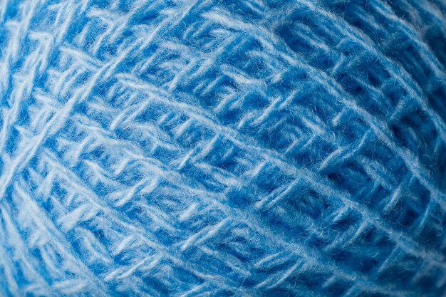 Photo wool yarn close-up colorful blue threads for needlework