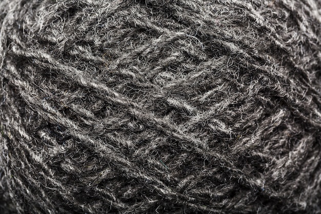 Wool yarn close-up with gray threads for needlework