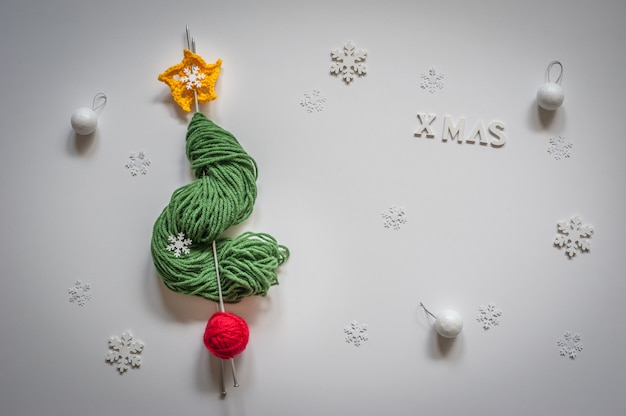 Woolen Christmas tree and xmas word