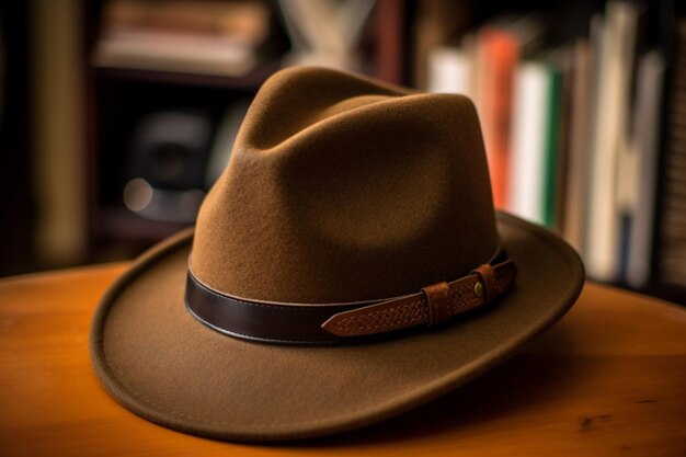 A woolen fedora with a leather band