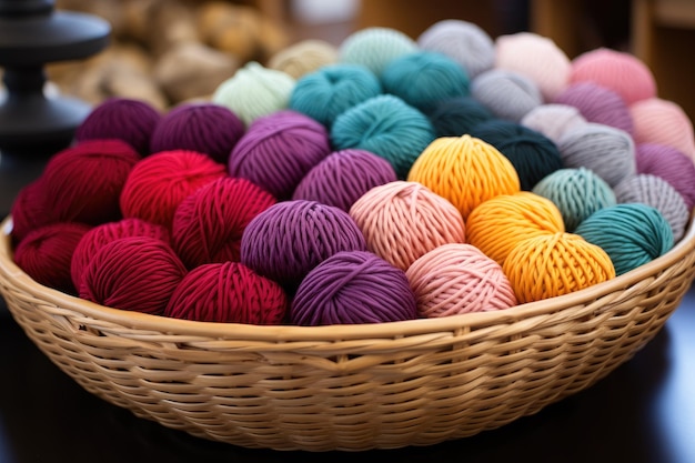 Woolen yarn in balls different colors Generative AI