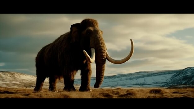 Woolly Mammoth an enormous mammal extinct animal Generative AI illustrator