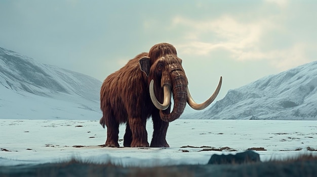 Woolly Mammoth an enormous mammal extinct animal Generative AI