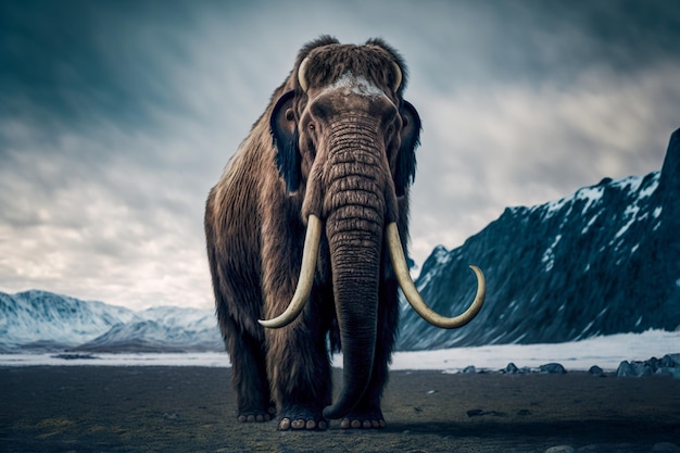 Woolly Mammoth an enormous mammal extinct animal Generative AI