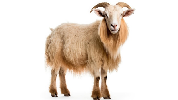 A wooly goat white background