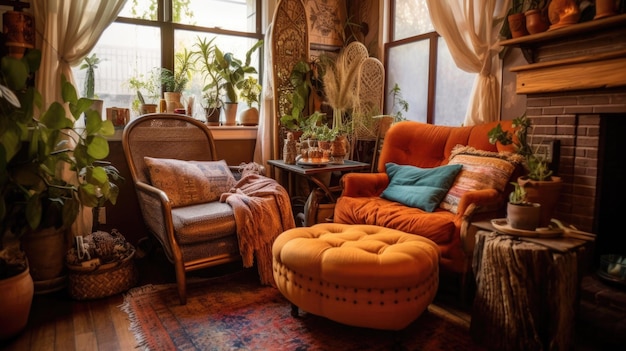 Woonkamer decor huis interieur Rustieke Boheemse stijl