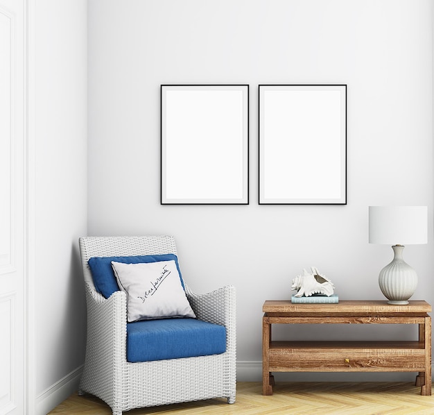 Woonkamer frame mockup interieur 3D renderen