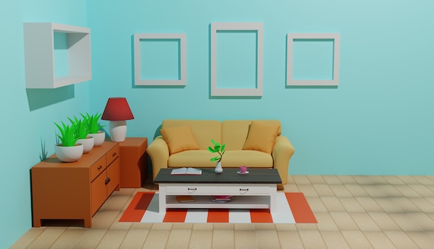 woonkamer illustratie 3d ontwerp