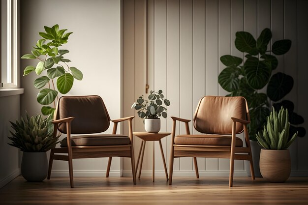 woonkamer interieurconcept met twee stoelen