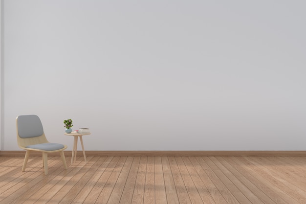 Woonkamer met moderne stoelen, 3D-rendering