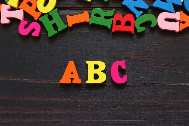 The word abc with colored letters