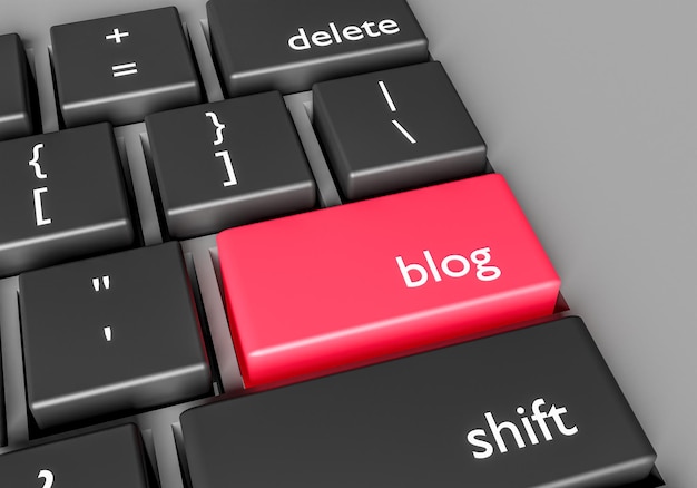 Blog di parole sulla tastiera concetto di blog illustrazione per web blogger