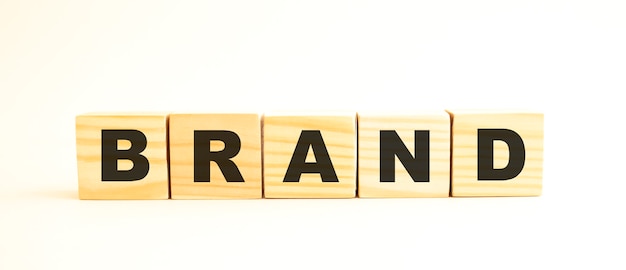 The word BRAND on wooden cubes