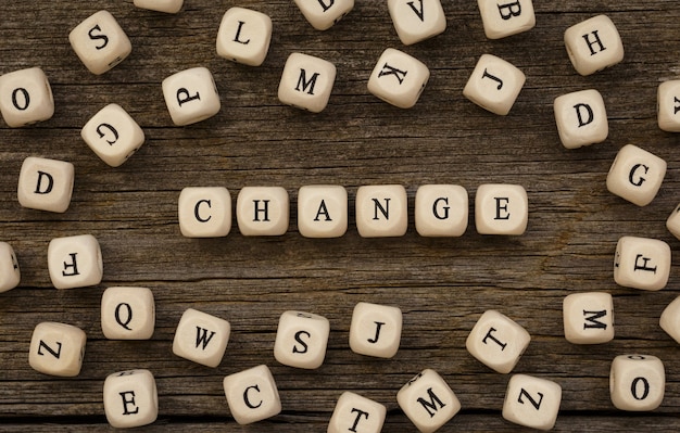 Word CHANGE written on wood block,stock image