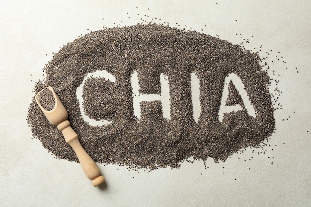 Word chia made of chia seeds