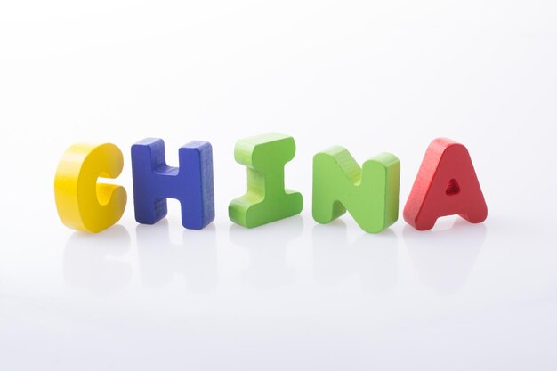 The word China written with letter blocks