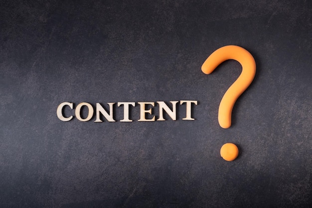 The word Content with a question mark Social media content created concept