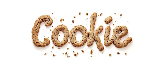 the word cookie spelled out of cookies on a white surface