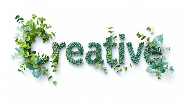 Foto la parola creative creata in mint typography