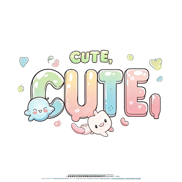 Photo the word cute is surrounded by cartoon animals