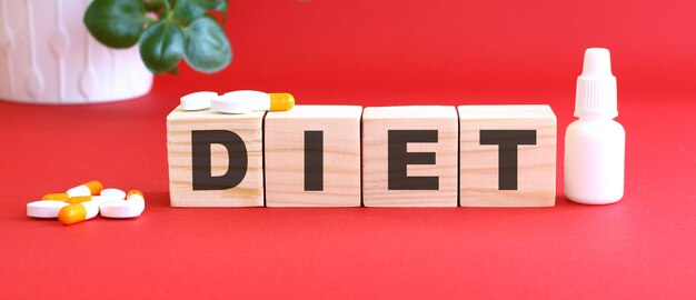 The word DIET is made of wooden cubes