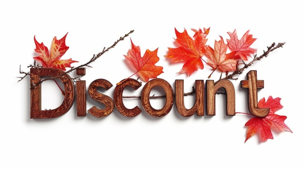 Photo the word discount created in maple twig letters