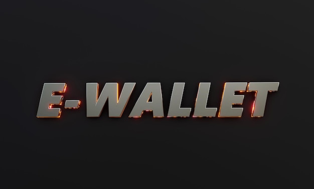 Photo word ewallet is written on dark background with cinematic and neon text effect 3d rendering