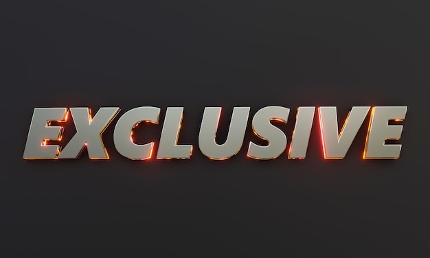 Word Exclusive is geschreven op een donkere achtergrond met filmisch en neoneffect. 3D-weergave