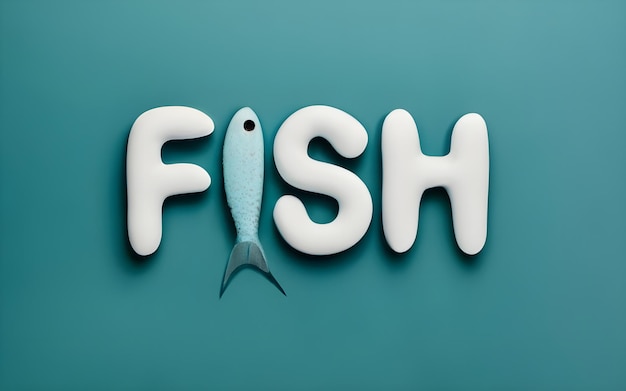 The word 'fish' shaped like a fish typography