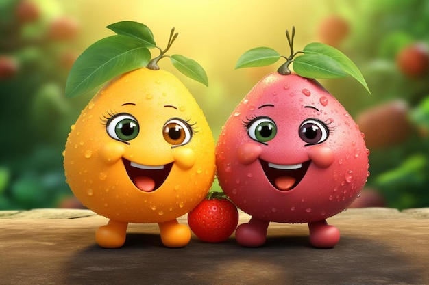 the word fruit is on the face of a couple