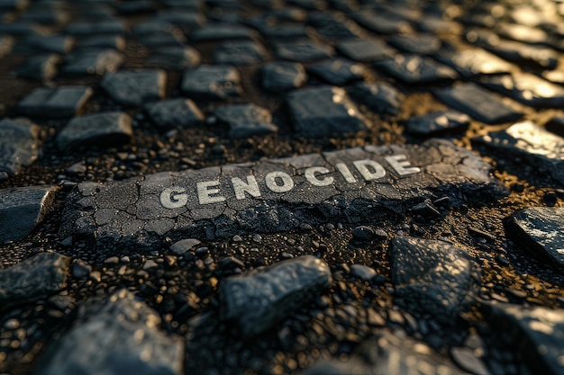 Word of GENOCIDE paving block