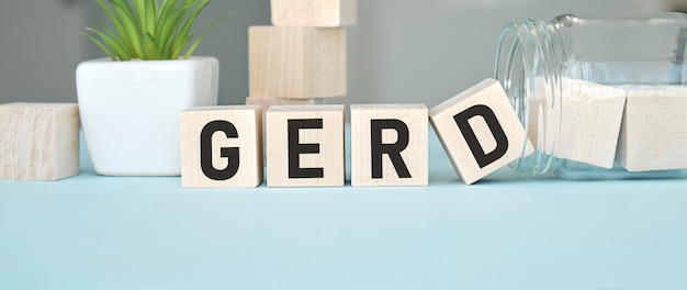 Word GERD Gastroesophageal reflux disease from cubes