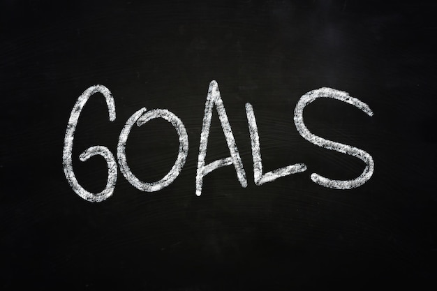 Photo the word goals written with chalk on blackboard