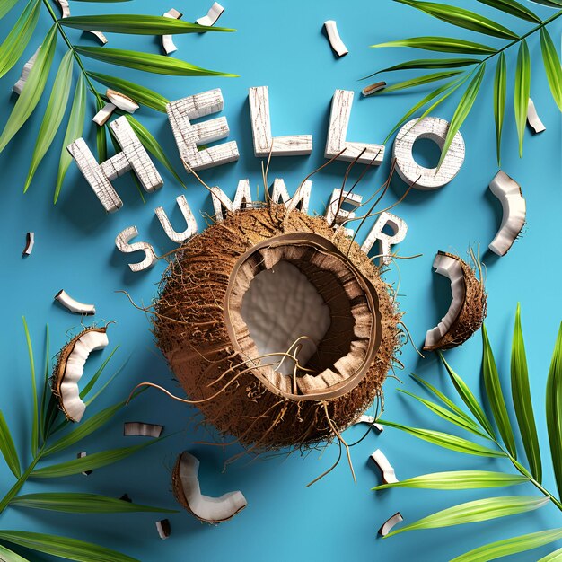 Photo word hello summer with colorful letters summer text design for social media post