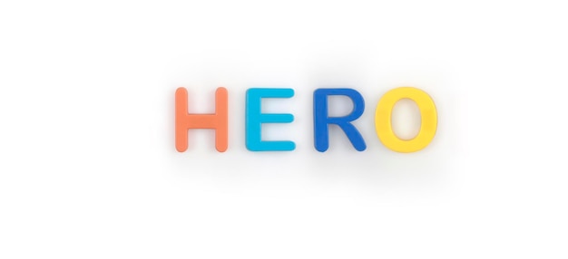 Word hero made of  letters isolated on background