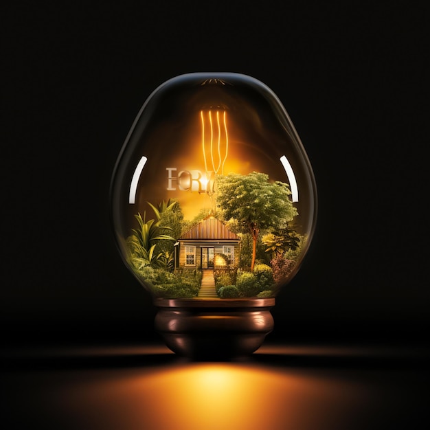 the word home in light bulb shape vector illustration